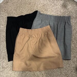 J. Crew Elastic-Waist Skirt Lot — Black, Gray, Tan